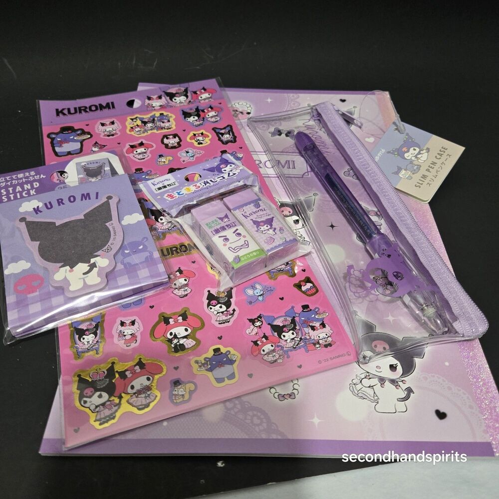 Kuromi Notebook Lot : Left Handed Notebook, Stickers, Pen Pouch, Notes, Erasers
